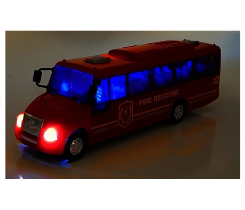 Fire Rescue Bus Die Cast Model Red with Lights