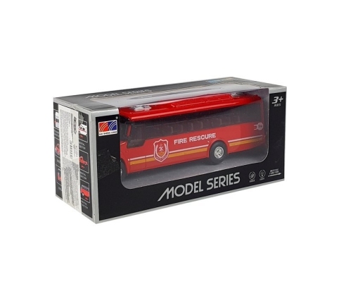 Fire Rescue Bus Die Cast Model Red with Lights