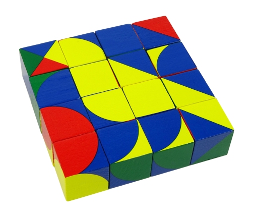 Wooden Puzzle Coloured Blocks Patterns Imagination Puzzles