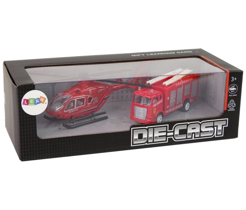 Fire Brigade Helicopter Pull Set Red