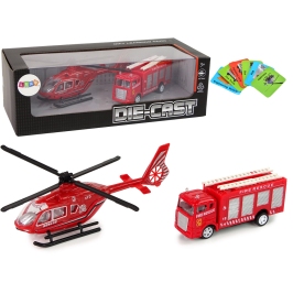 Fire Brigade Helicopter Pull Set Red