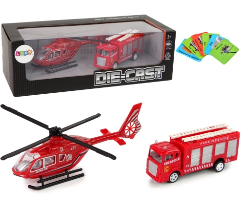 Fire Brigade Helicopter Pull Set Red