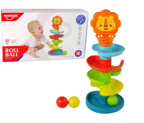 Educational Ball Slide Sorter 5 Levels Lion Basket For Babies