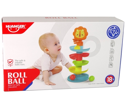 Educational Ball Slide Sorter 5 Levels Lion Basket For Babies