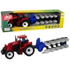 Tractor with Plow Plastic Red Blue