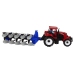 Tractor with Plow Plastic Red Blue