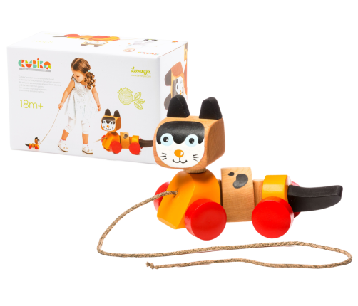 Wooden Cat on a String Pull Toy 13616