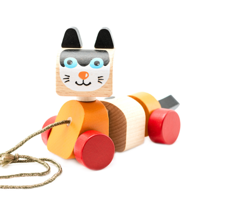 Wooden Cat on a String Pull Toy 13616