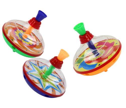 Spinning Top for Children Traditional Spinning 15cm x 14cm 3 Patterns