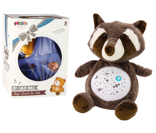 Teddy Bear Sleeping Lights Sounds Night and Day Mode Raccoon