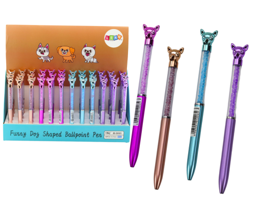 Ballpoint Pen with Dog Diamonds Blue Refill 0.7mm Mix