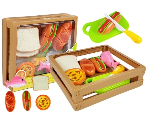 Hot-Dog Set for Cutting Indredients in a Basket