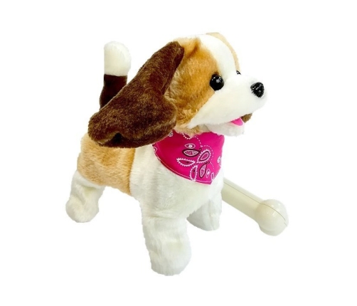 Plush Dog on Lead Controlled Pilot Bone White-Brown