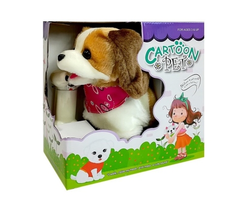 Plush Dog on Lead Controlled Pilot Bone White-Brown