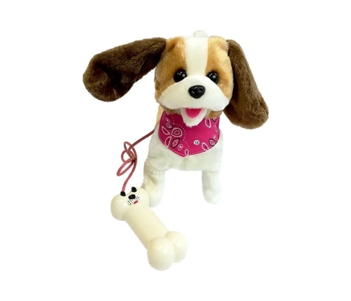 Plush Dog on Lead Controlled Pilot Bone White-Brown