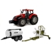 Tractor with Trailer, Rake and Red Tanker