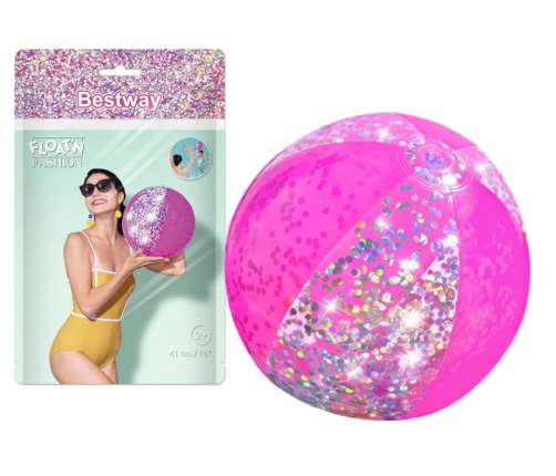 Beach Ball With Glitter Pink 41cm Bestway 31050