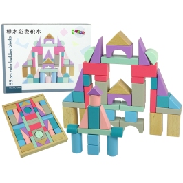 Wooden Bricks Pastel Colours 55 Pieces Castle