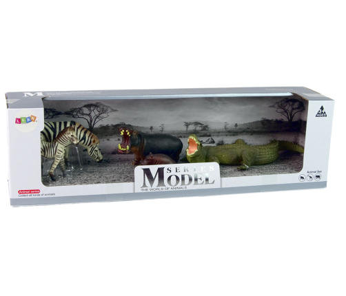 Africa Wild Animals Hippo Zebra Figurine Set