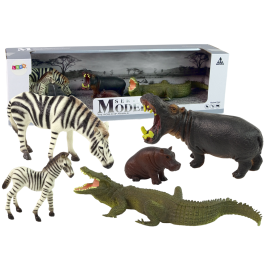 Africa Wild Animals Hippo Zebra Figurine Set