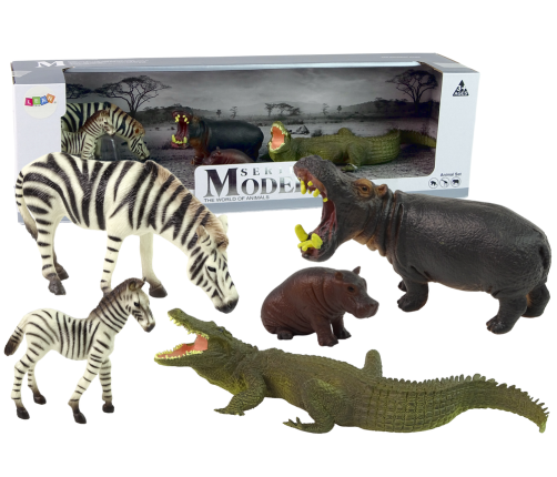 Africa Wild Animals Hippo Zebra Figurine Set