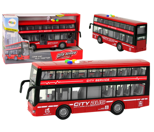 Battery Operated Double Decker Bus Lights Sounds Friction Drive Red