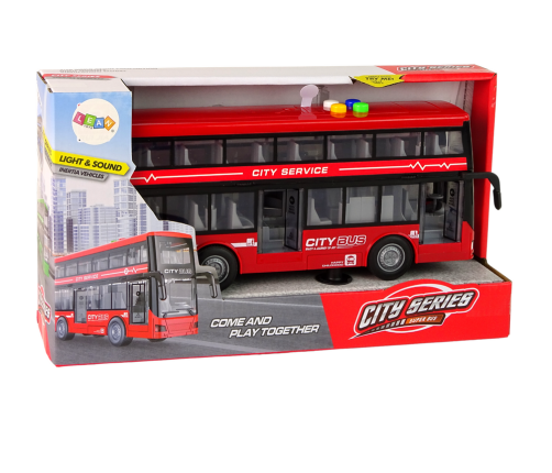 Battery Operated Double Decker Bus Lights Sounds Friction Drive Red