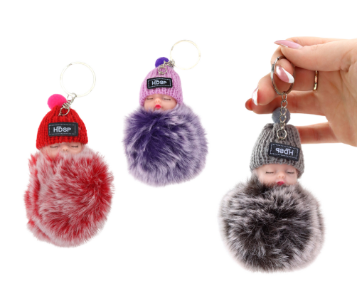 Pompom Doll Keychain Pendant for Keys, Handbags, Mix Colors