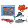 Set of Figures Sea Animals Ocean Fish Squid 4 Pieces