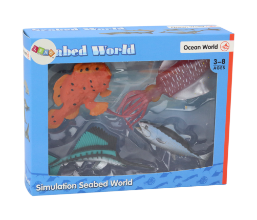 Set of Figures Sea Animals Ocean Fish Squid 4 Pieces