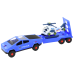 Modern Car Set with a Helicopter and a Tow Truck for Dismantling DIY Blue