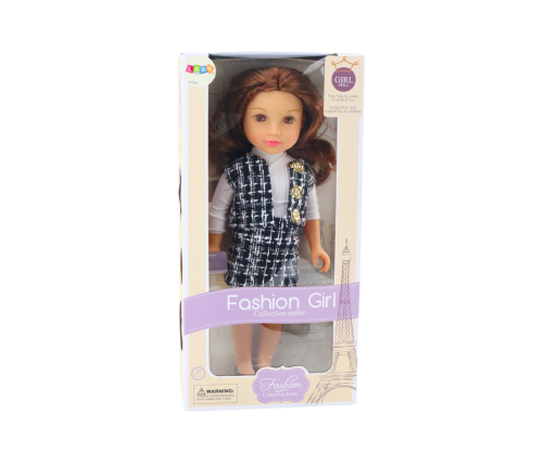 Doll In Elegant Checked Clothes Brown Hair 18'