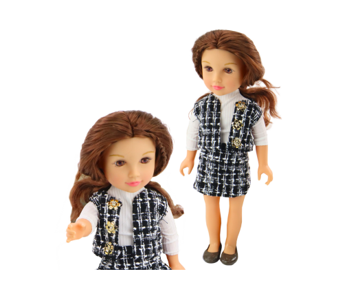 Doll In Elegant Checked Clothes Brown Hair 18'