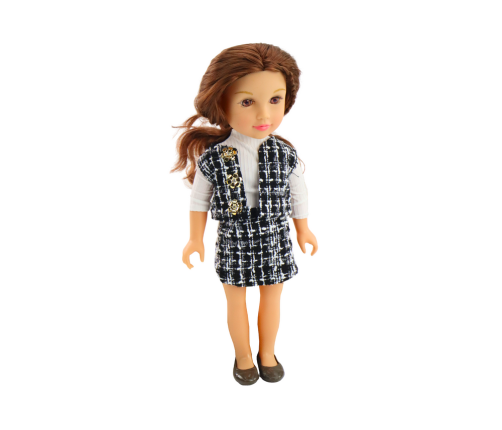 Doll In Elegant Checked Clothes Brown Hair 18'