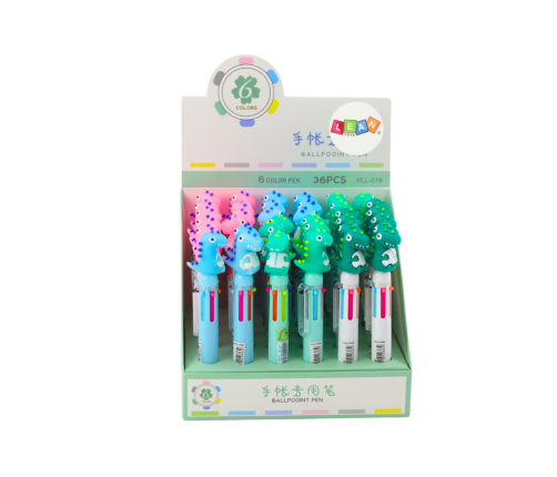 Multicolor Dinosaur Automatic Pen 6 Colors Mix