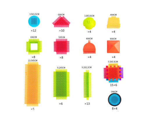 Set of Blocks in a Box of 200 Multicolored Elements