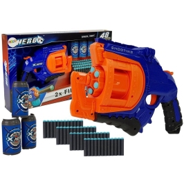 Pistol Foam Cartridge 48 rounds Rotating Magazine Blue and Orange