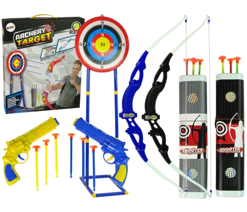 Shooting Set Bow Shield on Stand 134 cm Quiver Pistols