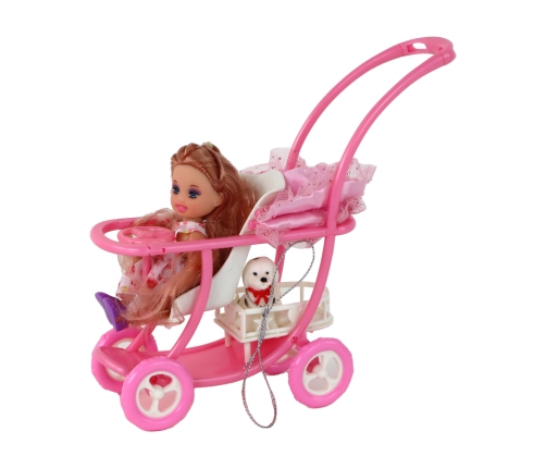 Lucy Doll Set Pregnant Baby Stroller Long Brown Hair