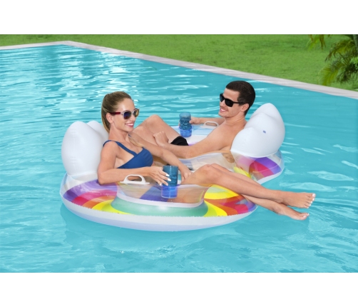 Double Inflatable Swimming Ring 186 x 116 cm Rainbow Bestway 43648