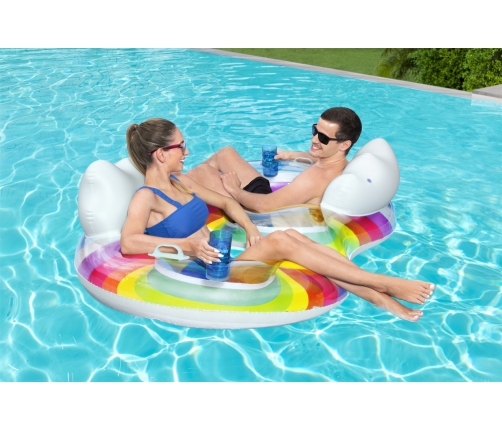 Double Inflatable Swimming Ring 186 x 116 cm Rainbow Bestway 43648