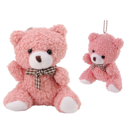 Plush Pink Little Teddy Bear Cuddly Mascot Keychain 10cm