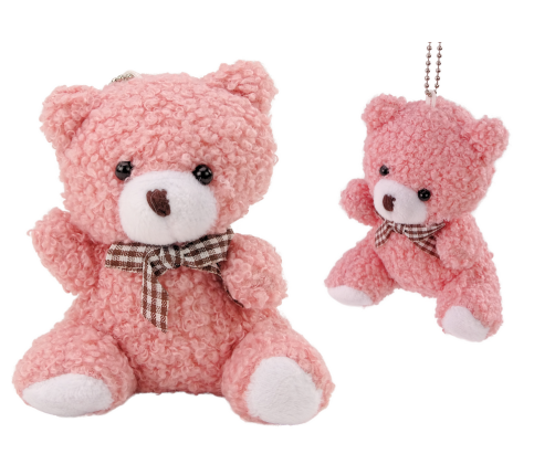 Plush Pink Little Teddy Bear Cuddly Mascot Keychain 10cm