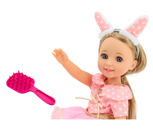 Doll Pink Dress Long Hair Headband Brush 38cm