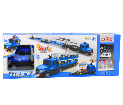 Lora Tow Truck Race Track 2in1 Lights Sounds Signs Cars Blue