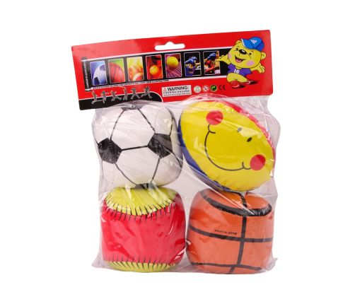 Soft Sports Balls Basketball Rugby Football Baseball Set of 4.