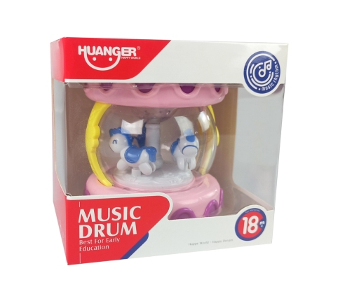 Colorful Drum with a Merry-Go-Round Animal Sounds Pink