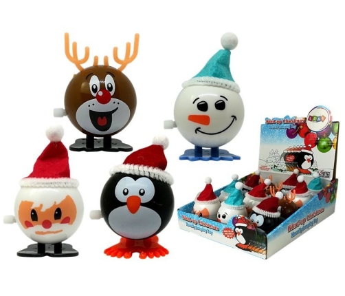 Set of wind up Christmas toys Penguin  12 pieces reindeer Snowman Santa Claus