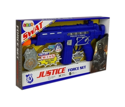 Police Gun Set Badge Navy Blue Sound Light Effects 37cm