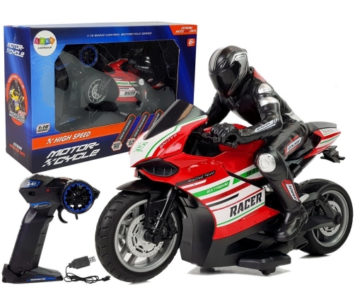 Sports Motorcycle 2.4G Remote Controlled Racer Range 35m Red